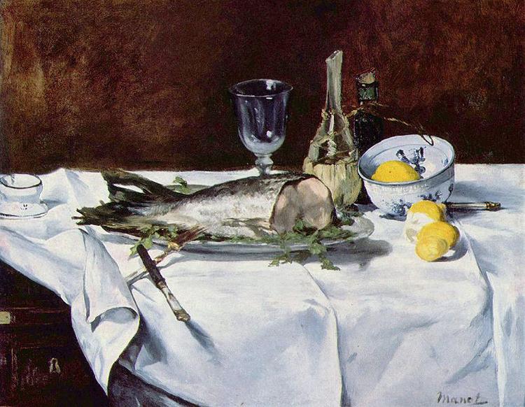 Edouard Manet Stilleben mit Lachs oil painting image